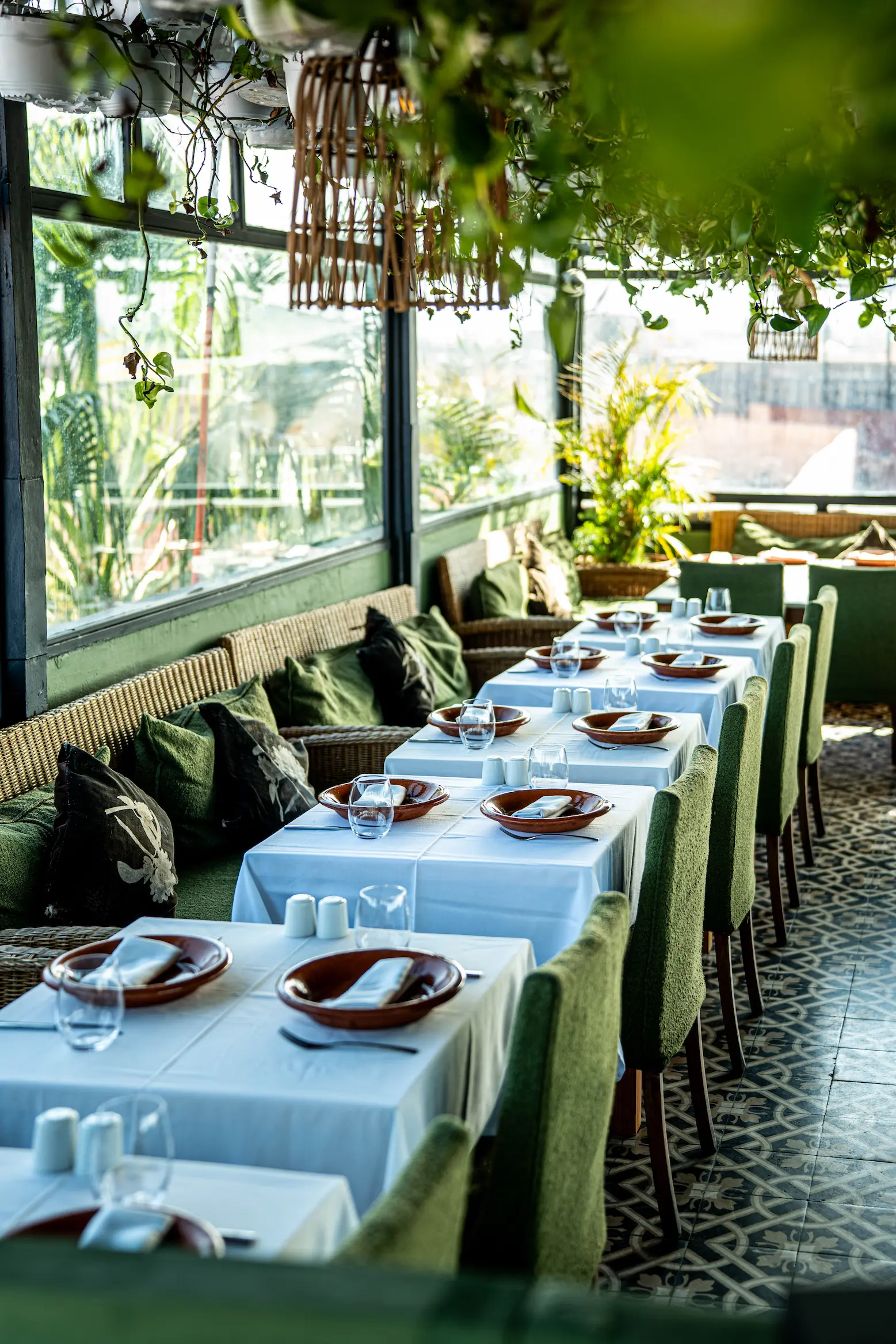 Panoramic 360-degree view of the Marrakech Medina and Atlas Mountains from Le Salama rooftop
