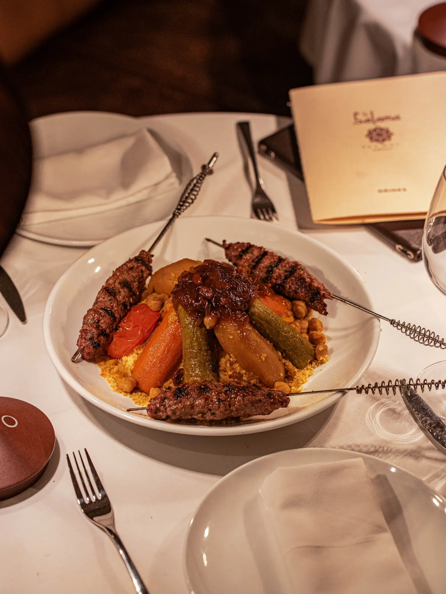 Traditional Couscous Royal served at Le Salama, a top-rated restaurant in Marrakech