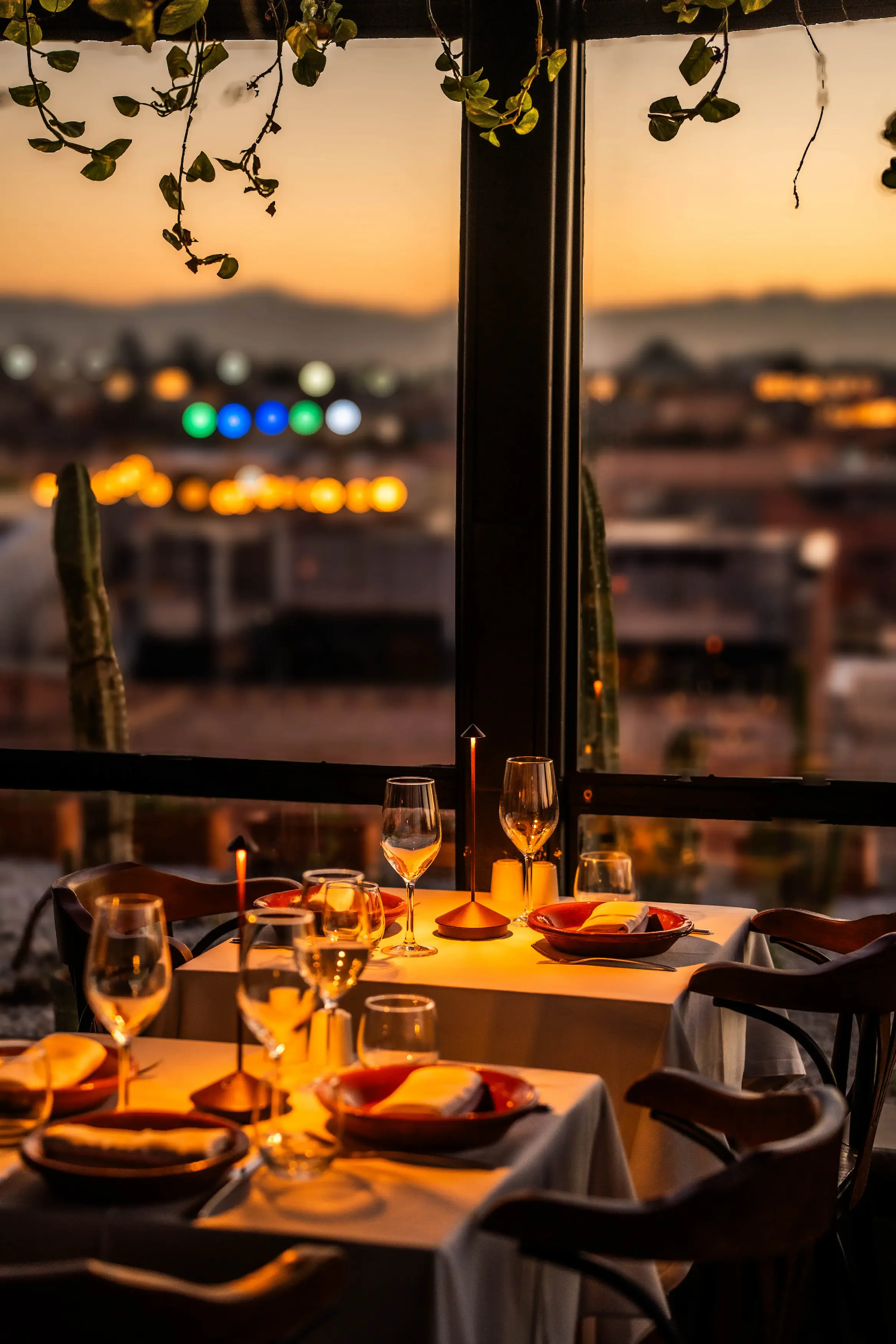 Magical sunset view and cocktails from the rooftop restaurant of Le Salama Marrakech