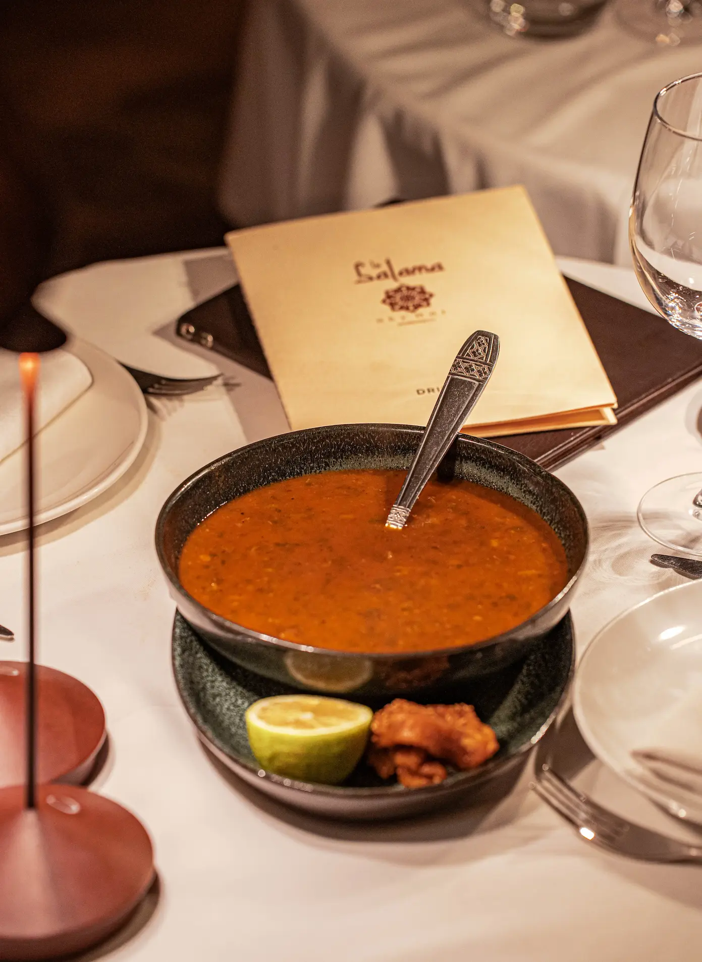 Spacious dining hall for private events and weddings at Le Salama restaurant Marrakech